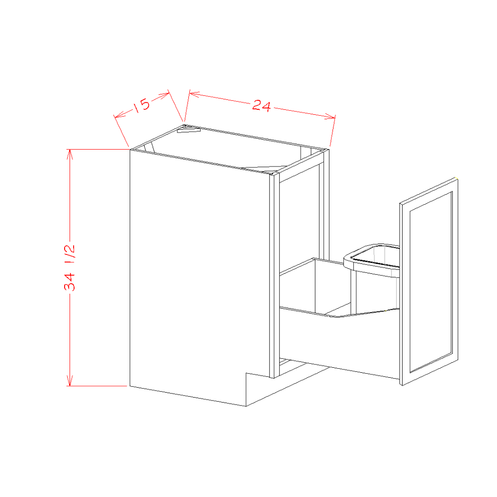 SINGLE FULL HEIGHT DOOR BASE KIT WITH SINGLE TRASHCAN PULLOUT