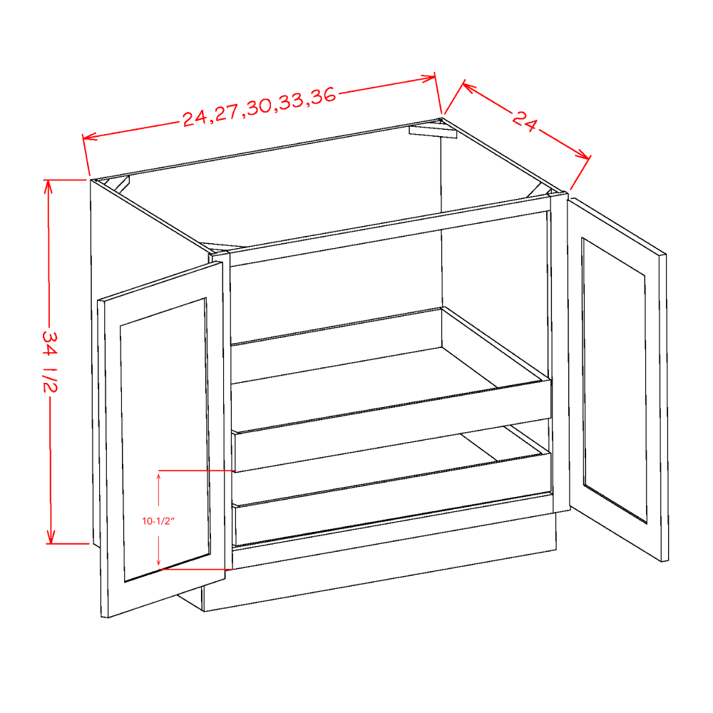 DOUBLE FULL HEIGHT DOOR TWO ROLLOUT SHELF BASE KITS