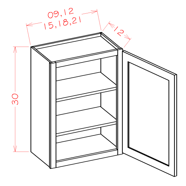 30" HIGH SINGLE DOOR WALL CABINETS