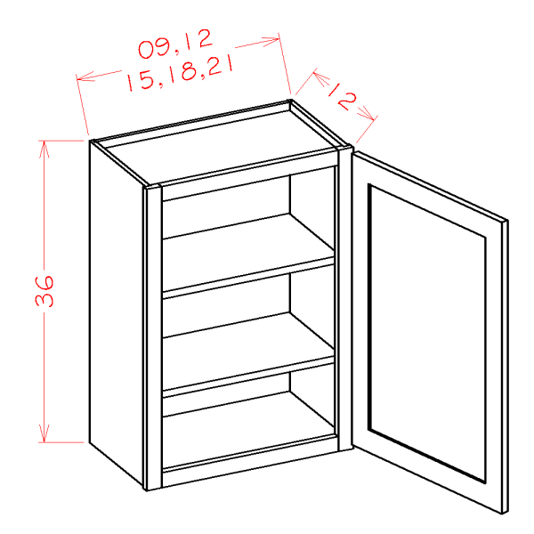 36" HIGH SINGLE DOOR WALL CABINETS