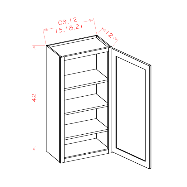 42" HIGH SINGLE DOOR WALL CABINETS