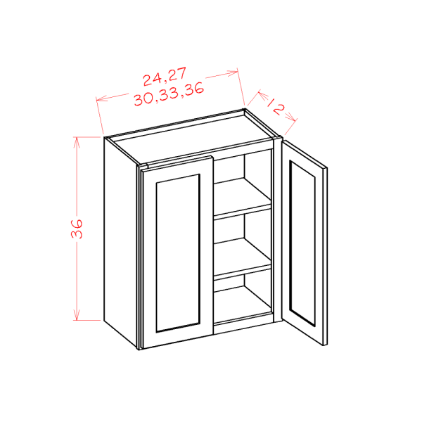 36" HIGH DOUBLE DOOR WALL CABINETS