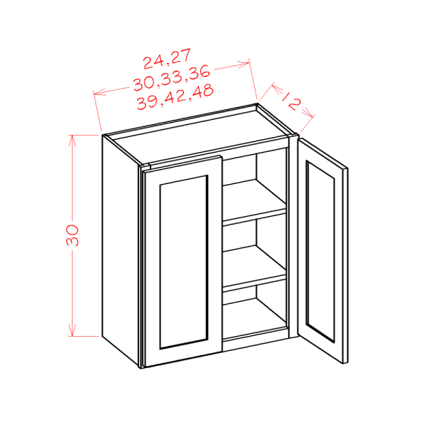 30" HIGH DOUBLE DOOR WALL CABINETS