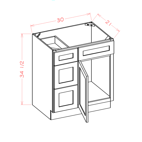 VANITY COMBO BASES WITH DRAWERS LEFT