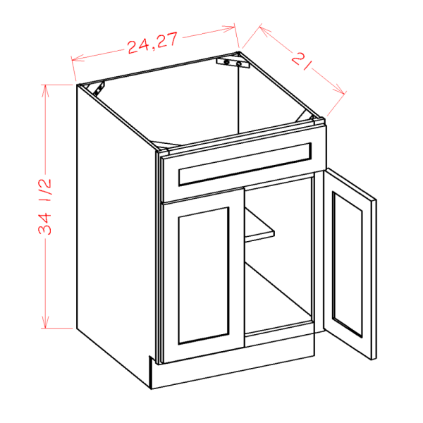 DOUBLE DOOR SINGLE DRAWER FRONT VANITY SINK BASES