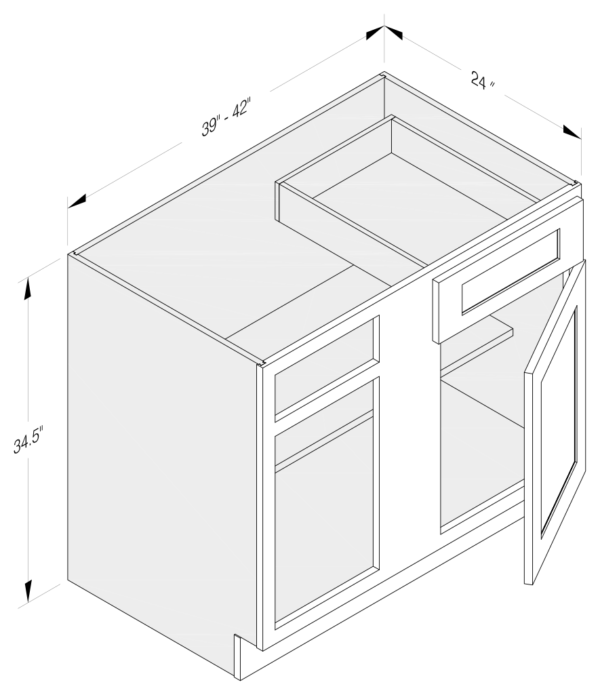 BLIND BASE CORNER CABINET 1 DOOR 1 DRAWER 1 SHELF