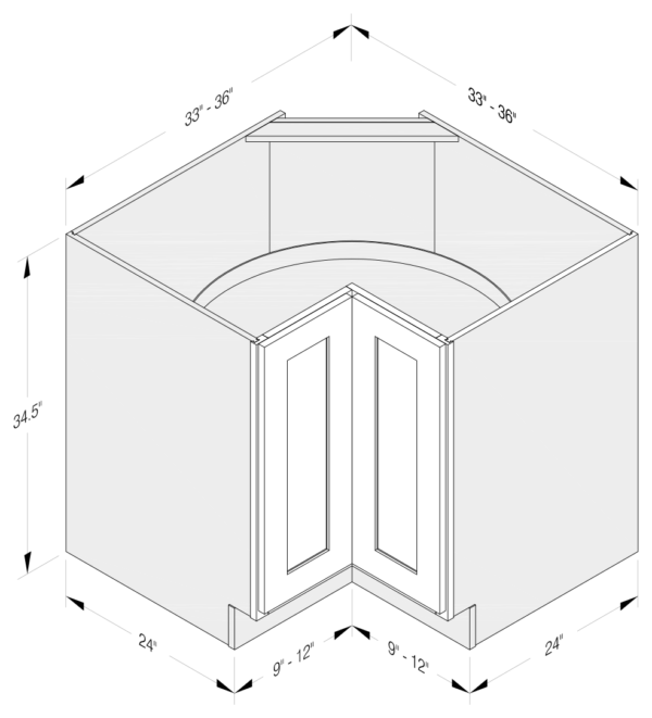 LAZY SUSAN BASE CABINET 1 BI-FOLD DOOR 2 PLATTER