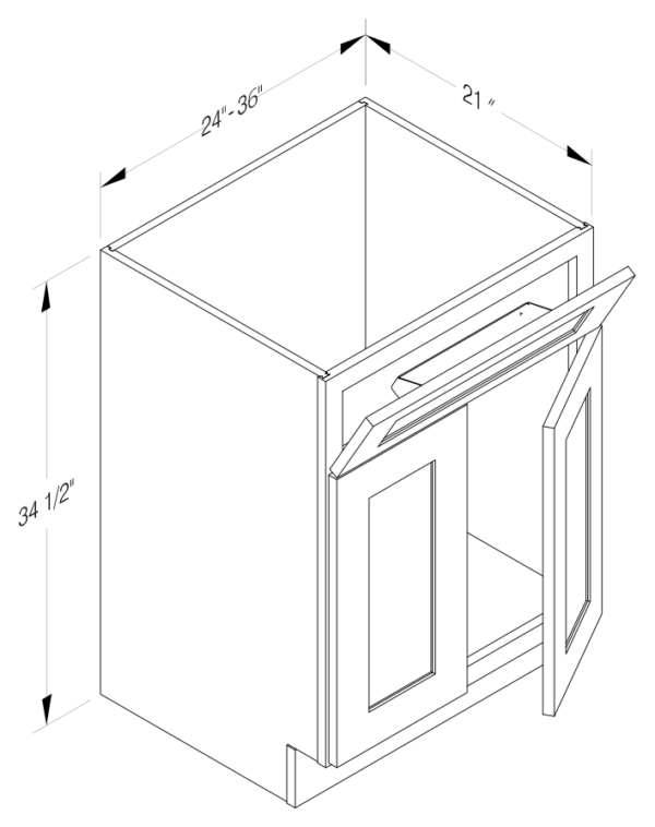 VANITY BASE CABINET WITH 1 TIP OUT DRAWER 2 DOORS
