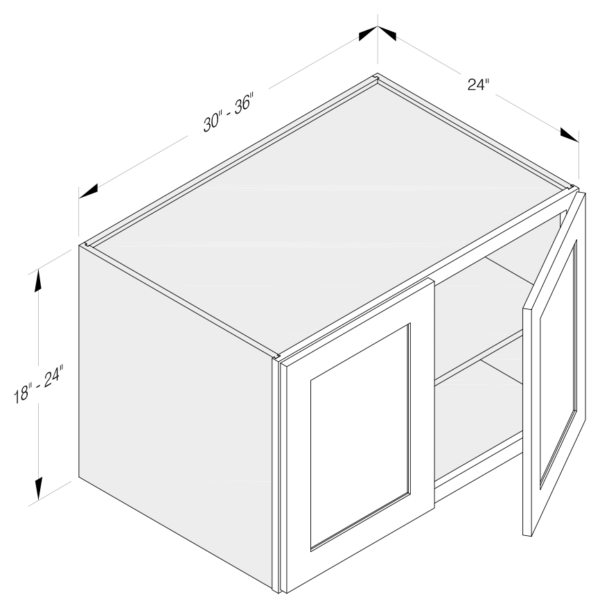 WALL FRIDGE CABINET 2 DOORS 1 SHELF 24"H