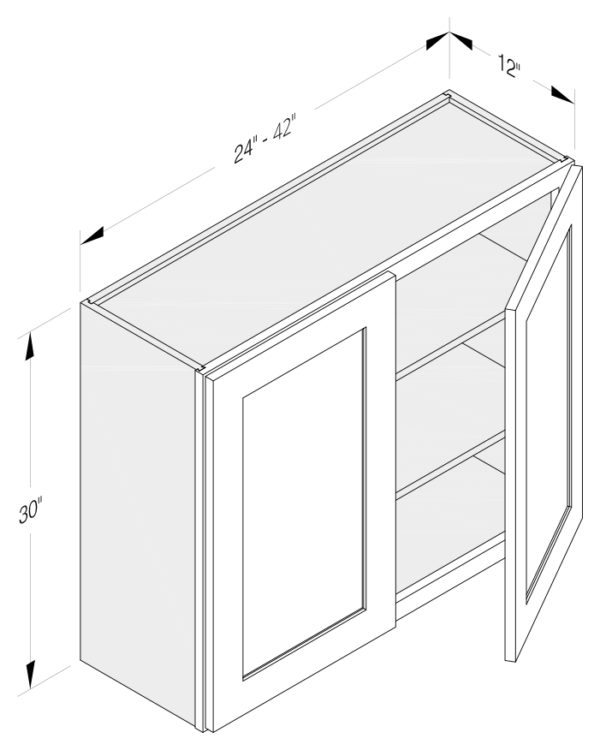 WALL CABINET 2 DOORS 2 SHELVES 30"H