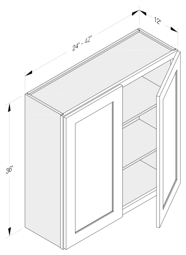WALL CABINET 2 DOORS 2 SHELVES 36"H