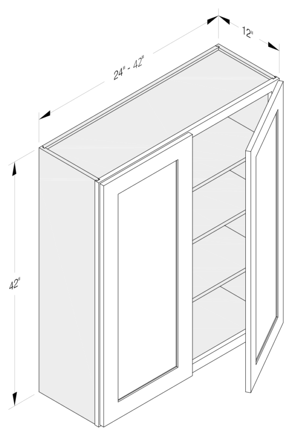 WALL CABINET 2 DOORS 3 SHELVES 42"H