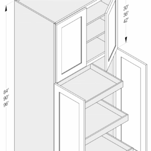 WALL PANTRY CABINET 4 DOOR 3 ROLLOUTS 2 SHELVES 30"W